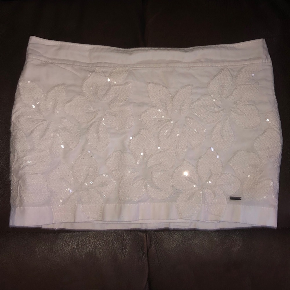 White Floral Sequin Skirt